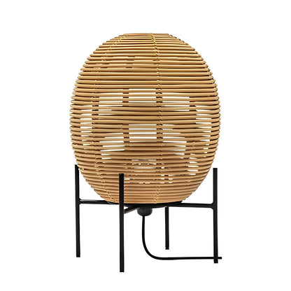 Rustic Boho Rattan and Metal Frame Accent Floor Lamp