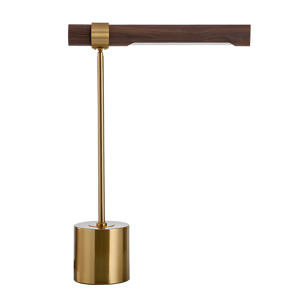 Minimalist Linear Wood LED Desk Lamp with USB Port and Dimmable Light Bar