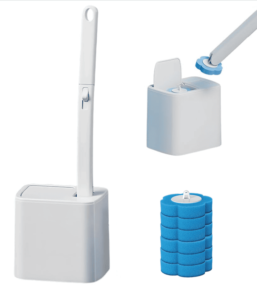 Merry Chrismas🎅Disposable Toilet Brush Set – with Built-In Cleaner & 54 Refills